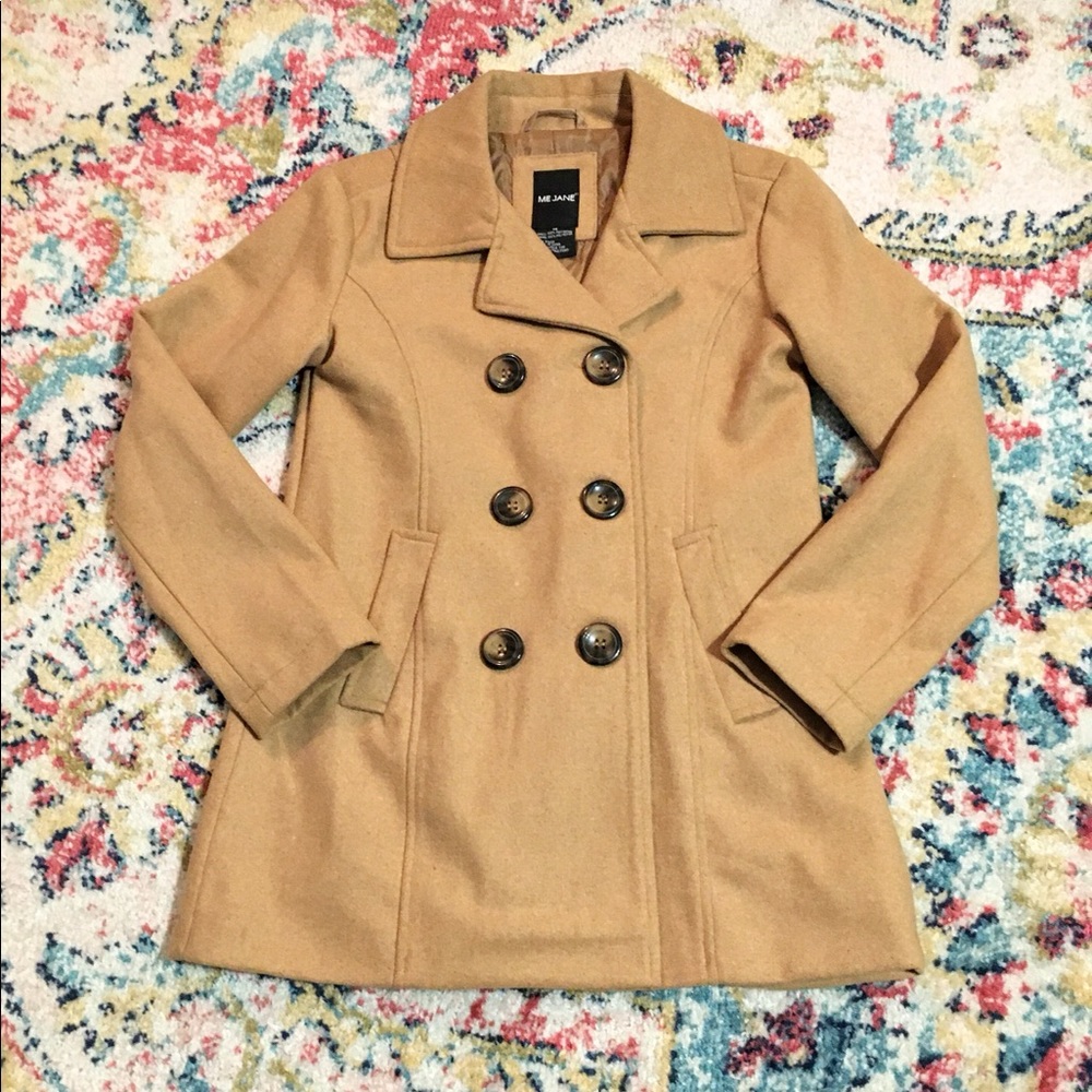 Girls “Me Jane” Beige Pea Coat. Size 14. NWT